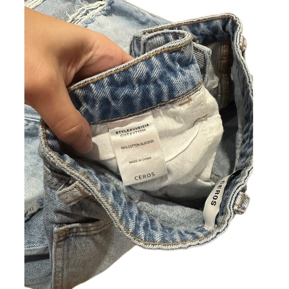 Ceros High Waisted Distressed Straight Leg Jeans Light Wash - Picture 4 of 5